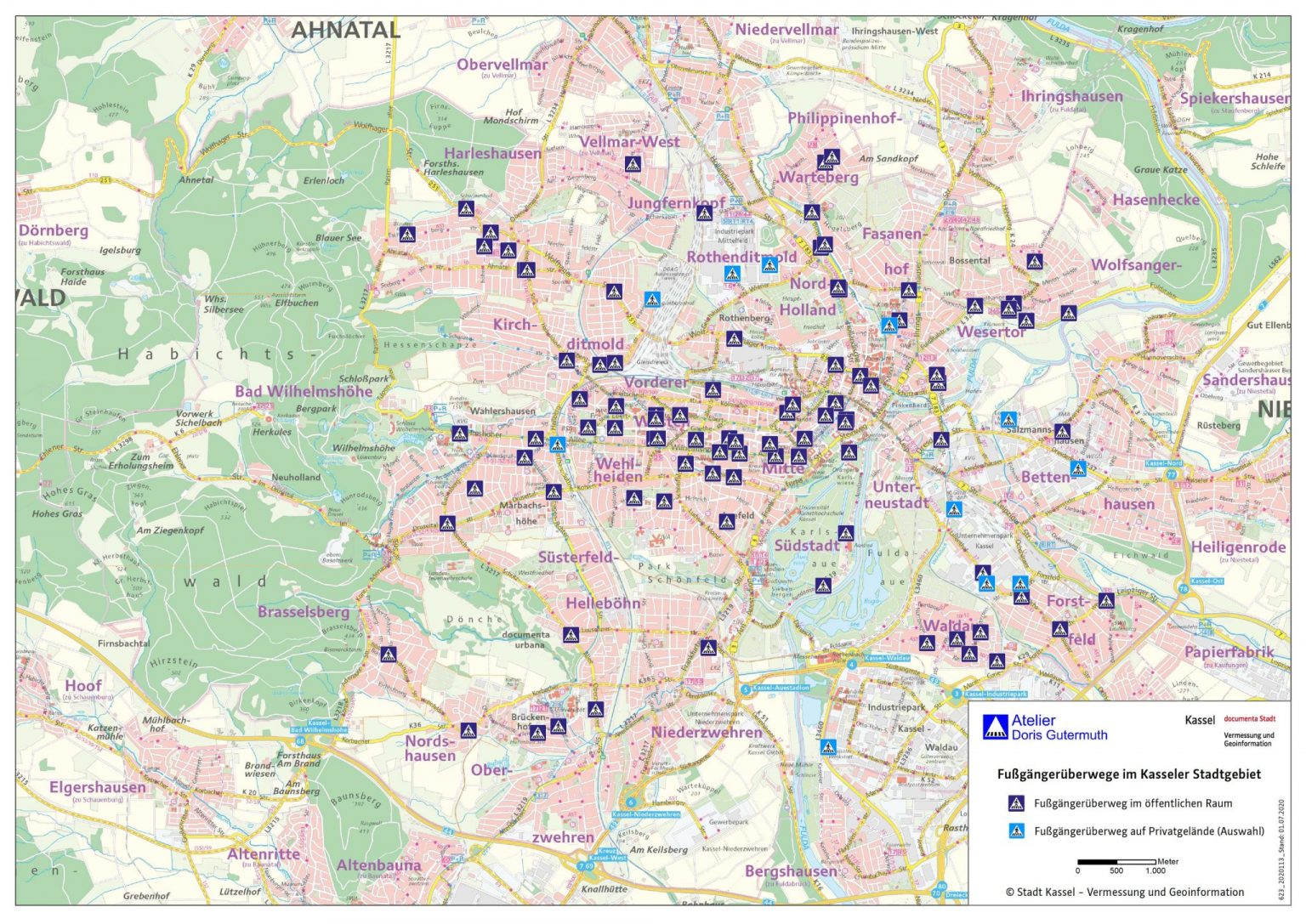 Stadtplan | Fußgängerüberwege in Kassel - Märchen & Mobilität